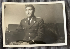 Army Soldier WWII Snapshot Black & White Photo - $8.99