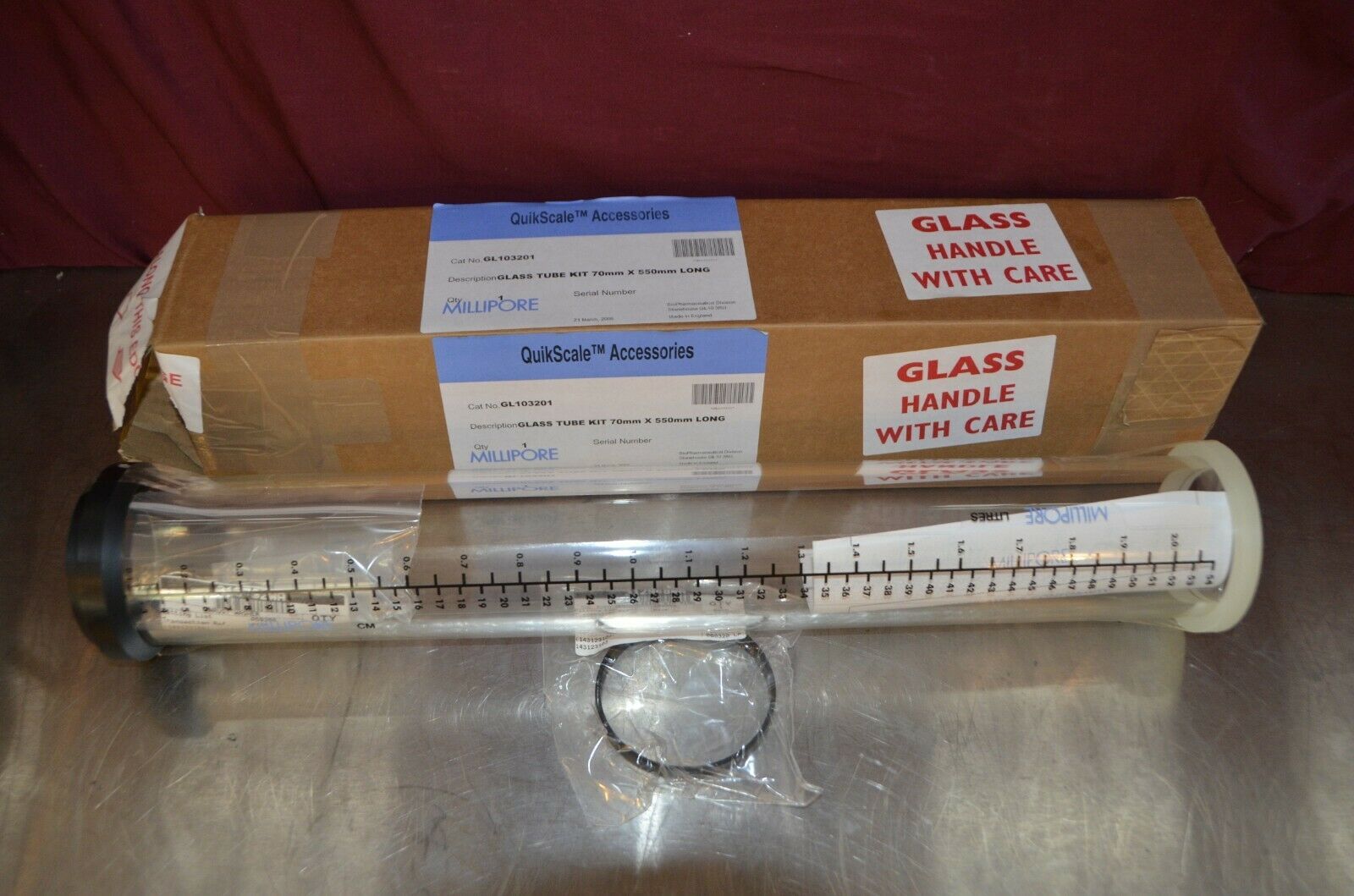 Millipore GL103201 Chromatography Column Glass Tube Kit New 70mm x 550mm... - $625.50