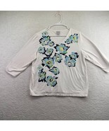 Chicos Womens Dolman Floral Sequin T Shirt Size Large V Neck Pullover 3/... - £14.19 GBP