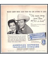 1950s American Express Travelers Cheques PRINT AD Dale Evans &amp; Roy Roger... - $70.29 MXN