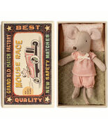 Maileg Little Sister Mouse in Matchbox – Pink Pajamas, Collectible Doll - $82.00