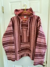 Large Baja Hoodie pullover 100% acrylic made in mexico red - £14.76 GBP