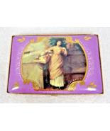 Vintage Limoges Purple w Gold Square Flat Box Women w Roses 5 3/8 x 3 3/... - $64.35