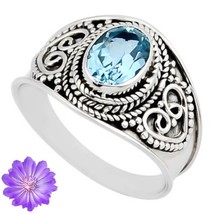 Gift For Her Natural Blue Topaz Cluster Ring Size  925 Silver - £5.84 GBP