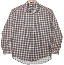 Tommy Hilfiger Long Sleeve Button Shirt Men&#39;s Size Large Brown Plaid 100... - £9.06 GBP