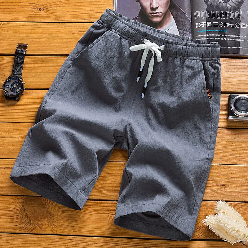 New Men Cotton Linen Pants 2022 Summer Solid Color  Waist Loose  Long Trousers M - £77.67 GBP