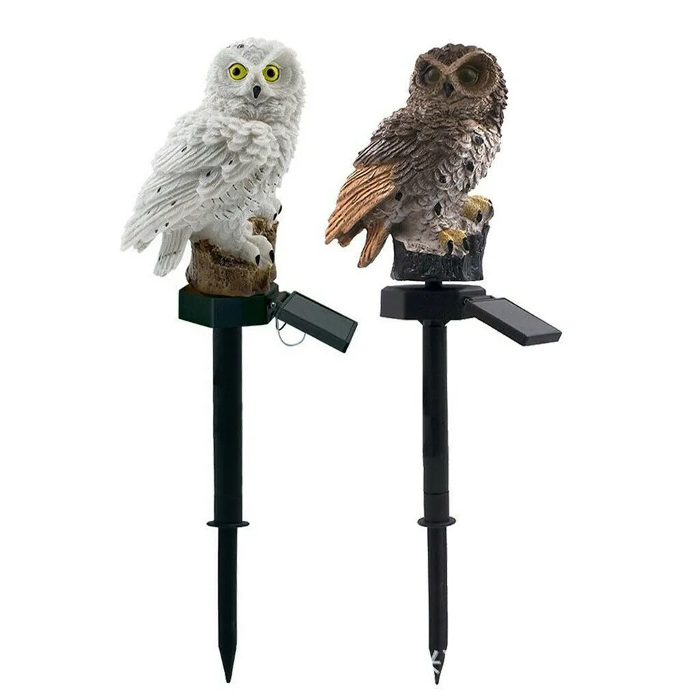 Solar Owl Garden Light  Waterproof  Outdoor Solar Lamp Post  Pixie Lawn Lamps Un - £56.26 GBP