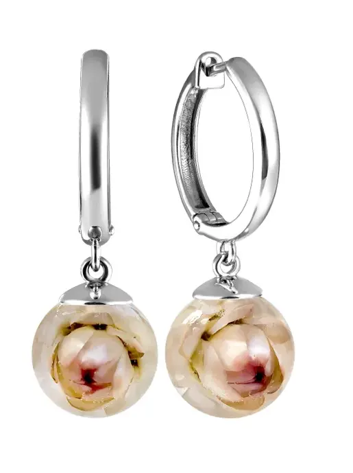 Earrings jewelry Silver rhodium plated 925 assay value with real helichr... - $115.00