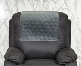 Furniture Recliner Genuine Gray Slipcover Protector Cover Leather Headrest - $59.85