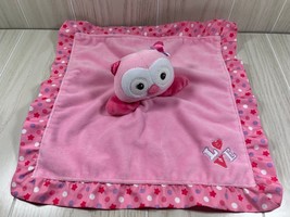 Garanimals small plush pink satin owl love baby security blanket lovey rattle - £5.53 GBP
