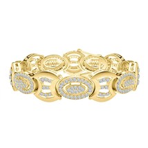 11.60 Ct Small Round Diamonds Link Men&#39;s Bracelet 14K Yellow Gold Over 8&quot; Inch - £587.62 GBP