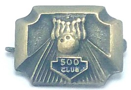 Vtg Metal and Black Enamel Bowling 500 Club Lapel Pin  - £6.97 GBP