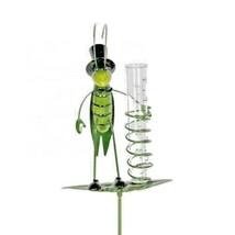 Rain Gauge Garden Metal Stake Decorative Grasshopper Outdoor Yard Decor - £12.57 GBP