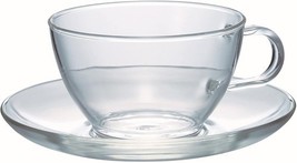 HARIO Heat Resistant Tea Cup &amp; Saucer Full Capacity 230ml - Clear - $14.84