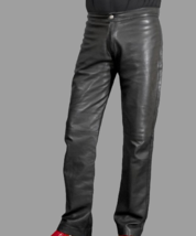 Stylish Black Cargo Genuine Track  Leather Lambskin High Quality Wear Pants Men - £83.99 GBP+
