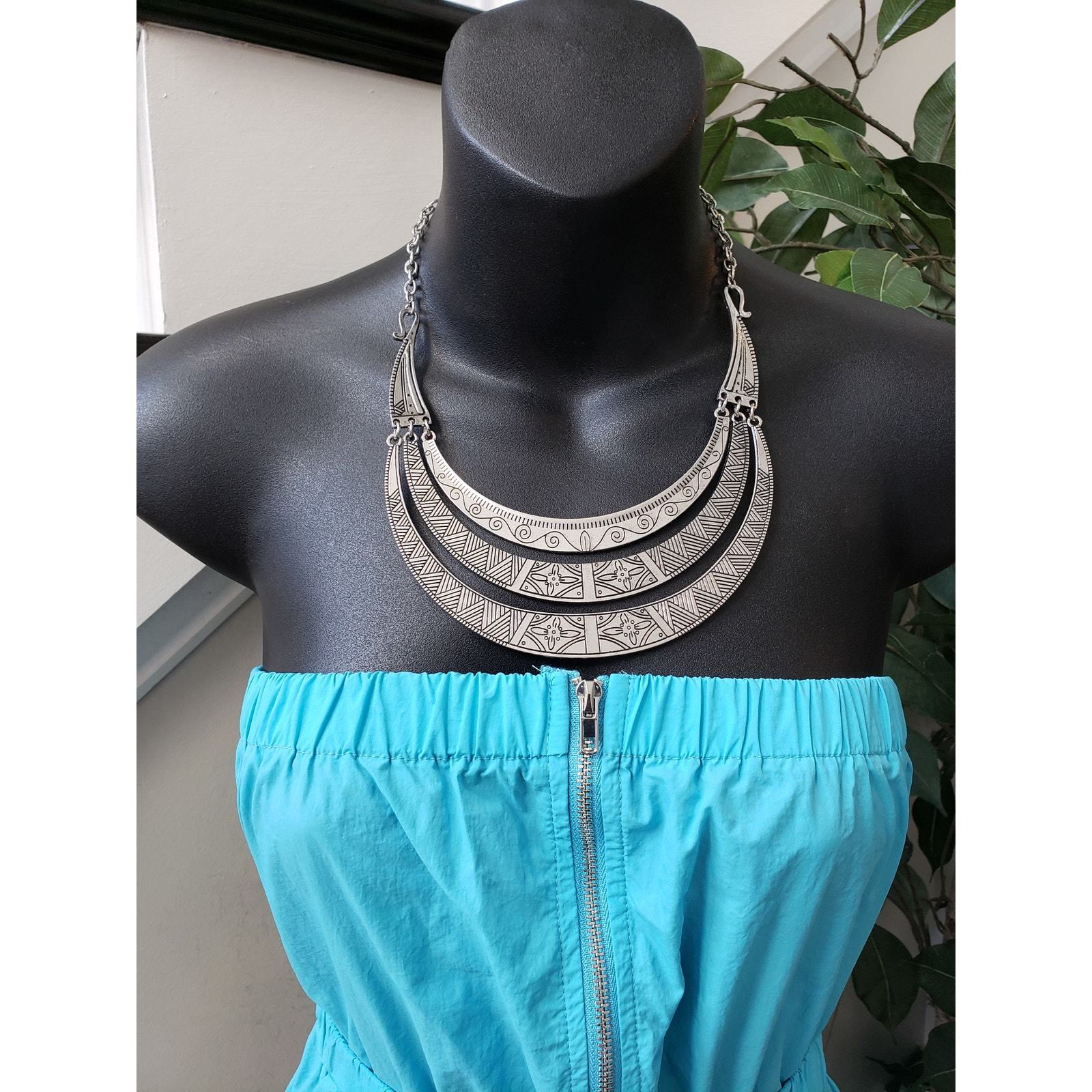 Fashion Nova Jumpsuit Womens S Blue Off Shoulder Pockets Tapered Leg Zip Front Item image 10