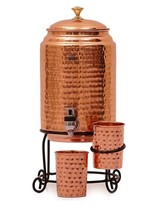 pure copper water dispenser hammered tank with stand 5 quarts with two g... - $87.74