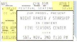 Vintage Night Ranger Starship Ticket Stub November 2 1985 Cedar Rapid Iowa - $24.74