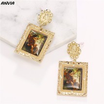 Hot Sell Antique Cameo Framed Picture Dangle Earrings For Women Portrait Of Duch - £7.24 GBP