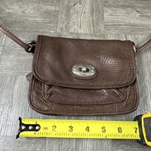 Fossil Purse Brown Leather Cross Body Strap Small Pockets - £11.77 GBP