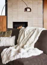 2&quot; X 50&quot; X 60&quot; 100 Natural Rabbit Fur White Throw Blanket - $6,538.68 MXN