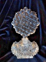 Vintage Pressed Glass Clear Perfume Bottle Old Fashion Daisy Button Stopper - £119.75 GBP