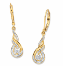 DIAMOND ACCENT ROUND JOURNEY CLUSTER GP14K GOLD BUTTON EARRINGS - £95.69 GBP