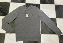 NWT 100% AUTH Gucci Mens Embroidered Shield Logo Grey Wool Sweater Sz S  - £554.08 GBP