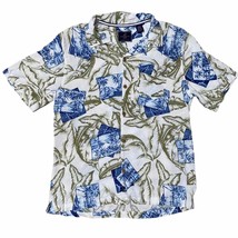 Caribbean Joe Hawaiian Floral Print Vintage Beach Shirt Button Up Short Sleeve - £17.83 GBP