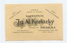 Jeweler Ig Al Keplitzky Business Card Real Bohemian Garnets Prague 1920's - $37.62