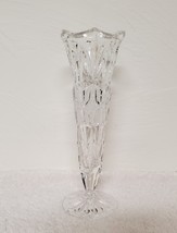 Vintage Hofbauer Byrdes Crystal 8&quot; Clear Etched Bud Vase IMMACULATE - £11.68 GBP