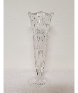 Vintage Hofbauer Byrdes Crystal 8&quot; Clear Etched Bud Vase IMMACULATE - £11.61 GBP