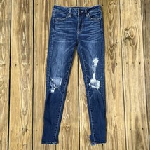 American Eagle Super Stretch X Hi Rise Jegging Distressed Jeans Womens 0... - $18.97