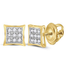 14kt Yellow Gold Womens Round Diamond Kite Square Earrings 1/20 Cttw - £98.12 GBP