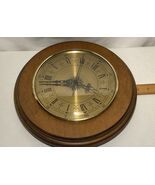 Vintage Oak Wood Brass Wall Clock With Glass Cover Made In Germany - $151.46