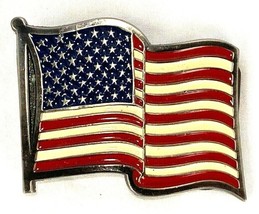 American Flag Belt Buckle-Vintage-Red White Blue-2155 - $14.01