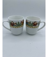 Lot/2 Gibson SNOWMEN Christmas Holiday Coffee Mugs Cups 4&quot; High - £9.06 GBP