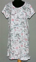 Bedhead Eiffel Tower PARIS Theme S/S Jersey Ruffle Trim Wms Nightgown  NWT $50 - £31.96 GBP