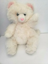 Kay Bee Kaybee Toys Cat Plush Stuffed Animal Ivory White Pink Nose Long Hair - $39.58