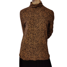 J.Crew Turtleneck Pullover Top Size Medium Brown/Black Animal Print - £15.43 GBP