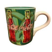 Rare 1996 Coca Cola Coffee Mug Ceramic Green Red Coke Bottles Pattern Gibson - £19.88 GBP