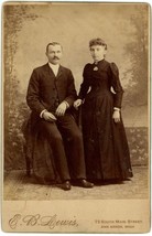 Circa 1880&#39;S Cabinet Card Married Couple Victorian Eb Lewis Ann Arbor, Mi - £7.56 GBP