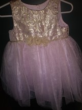 Marmellata Gorgeous Gold&amp; light  Pink Party Holiday Dress Beautiful 12 Months - £22.69 GBP
