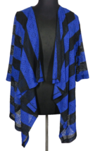 Catherines Black And Blue Striped Crochet Lace Open Cardigan Plus Size 1X - £19.60 GBP
