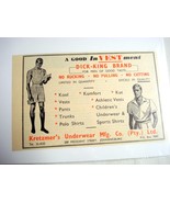 1945 South Africa Ad Kretzmer&#39;s  Men&#39;s Underwear Mfg. Co. - $7.99