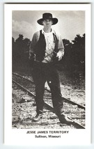 Jesse James Territory Postcard Cowboy Gun Railroad Tracks Sullivan Missouri - $5.85