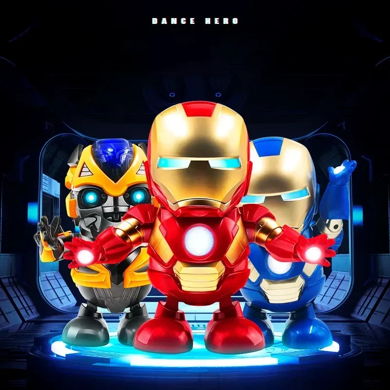 19cm Marvel Iron Man Dance Anime Action Figures Sing Sound Led Spiderman - $22.78+