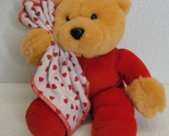 Vintage Commonwealth Squeak Plush Bear Red Pajamas Heart Blanket Valenti... - $21.77