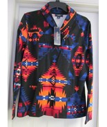 CHAPS DENIM Shirt Top Knit Southwest Tribal Shawl Collar L/S Womens XS NEW - £22.87 GBP