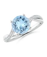 Angara 1.6Ct Aquamarine Split Shank Engagement Ring in 14K Solid Gold (8MM) - $1,484.10